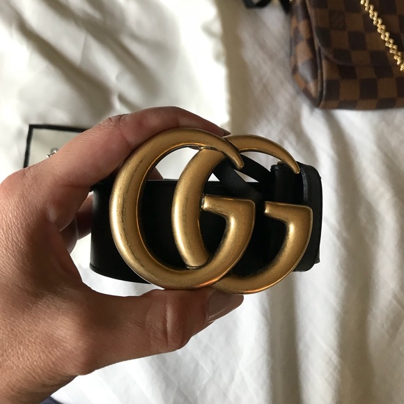 Leather belt with double G buckle - Picture 3 of 8